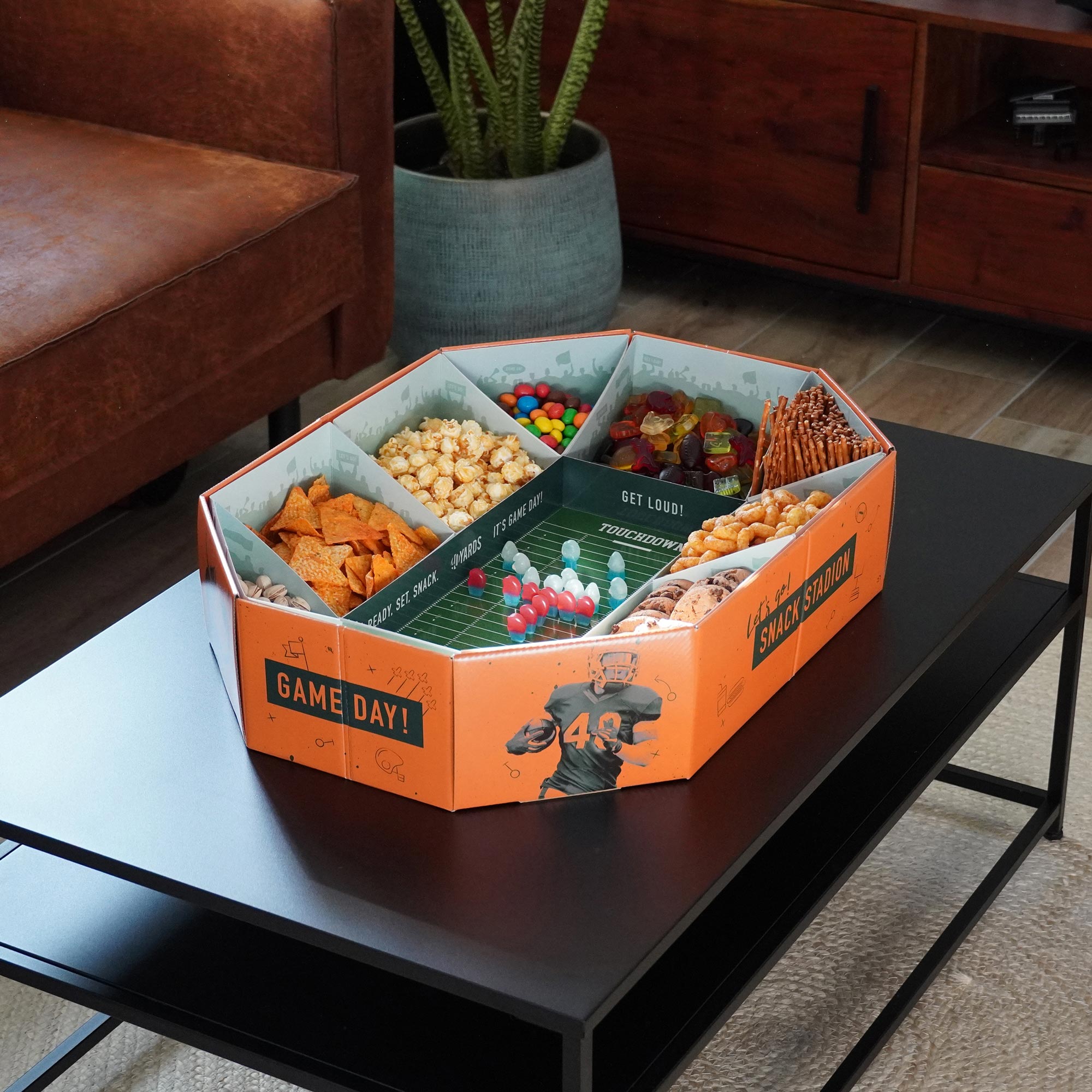 Football Snack Stadium aus stabilem Karton, transportabel und beschichtet