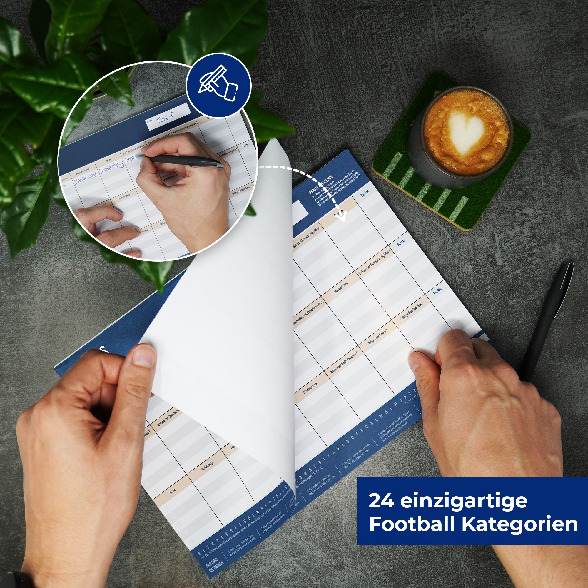 Spiel mit 24 einzigartigen Football Kategorien für langen Ratespaß