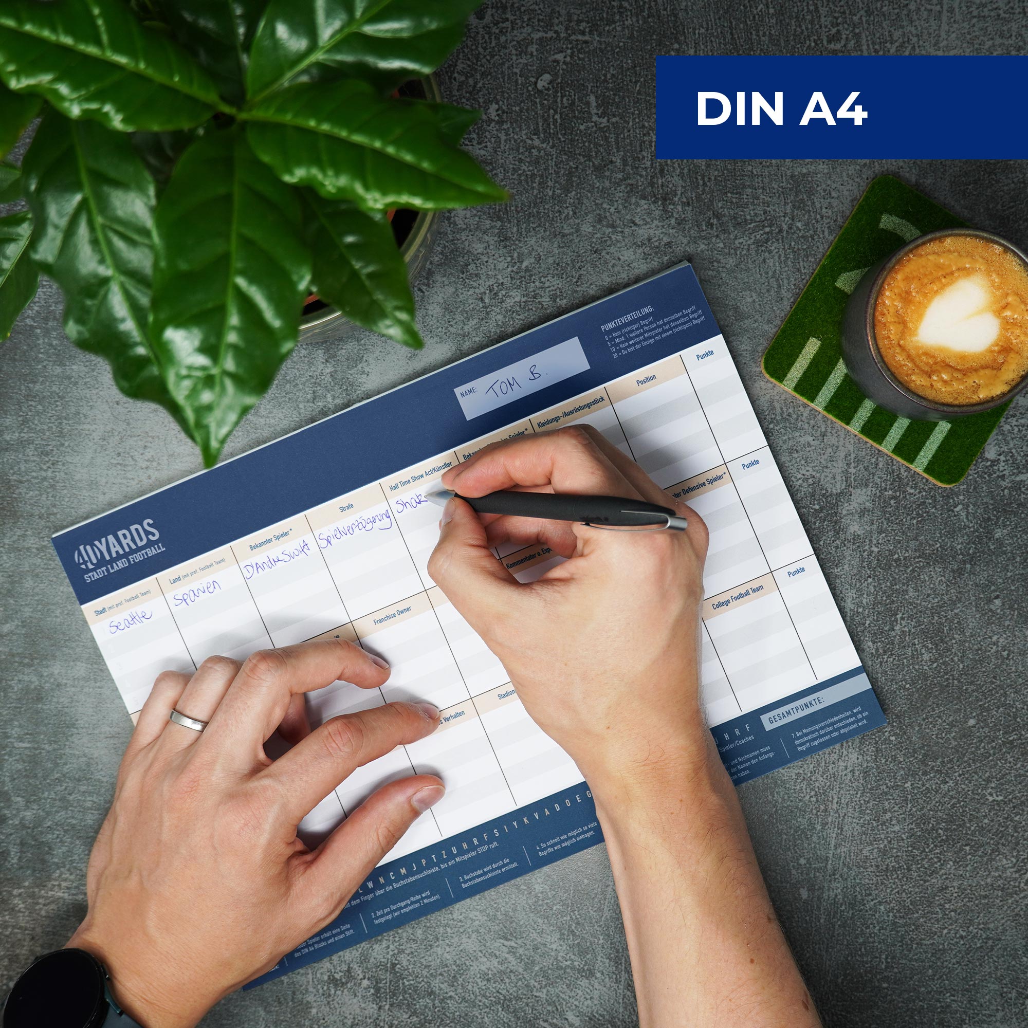 Football Spiel: DIN A4 Block mit 50 Blatt
