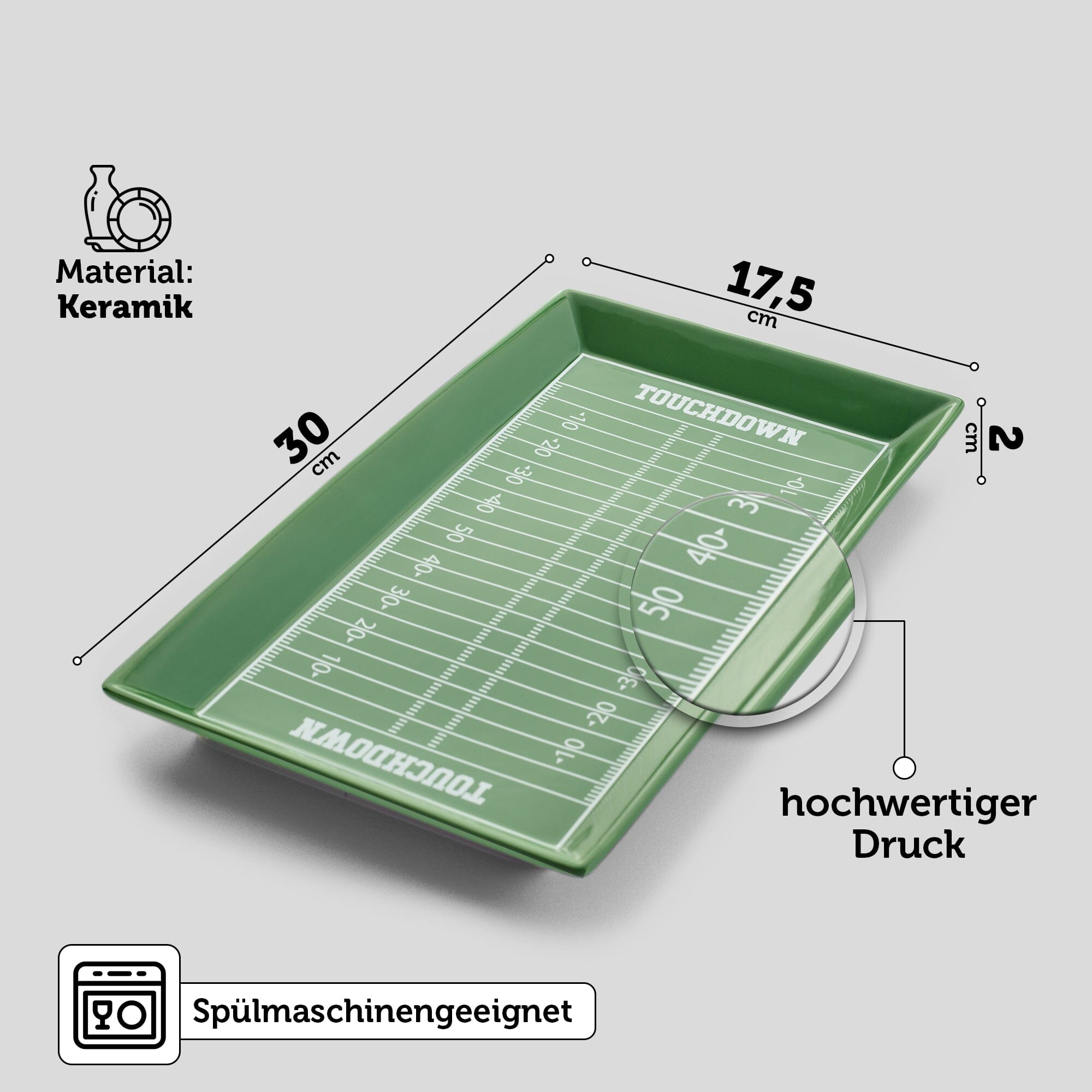 American Football Spielfeld Teller aus Keramik