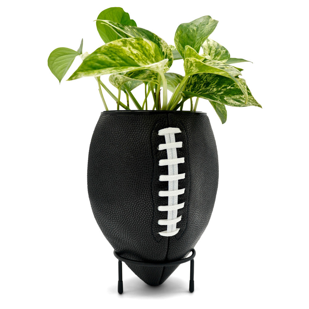 40YARDS American Football Blumentopf – Football aus schwarzem PU-Leder