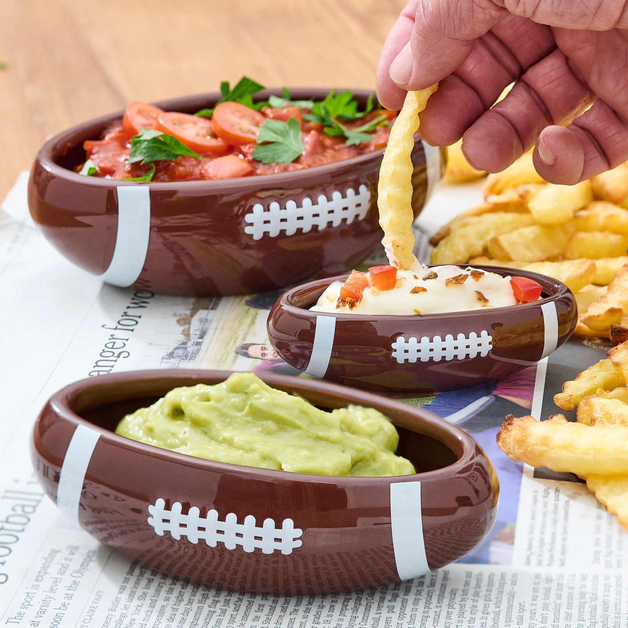 American Football Dipschalen für Guacamole, Ketchup, Mayonnaise & mehr