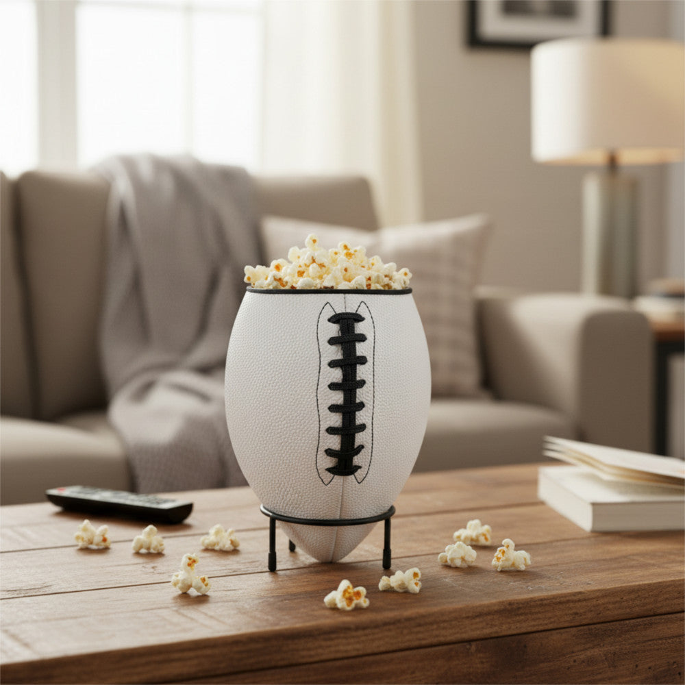 American Football Popcorn Schüssel aus echtem PU-Leder Football