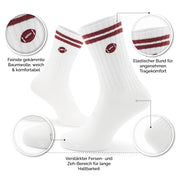 Football Socken weiß bestickt