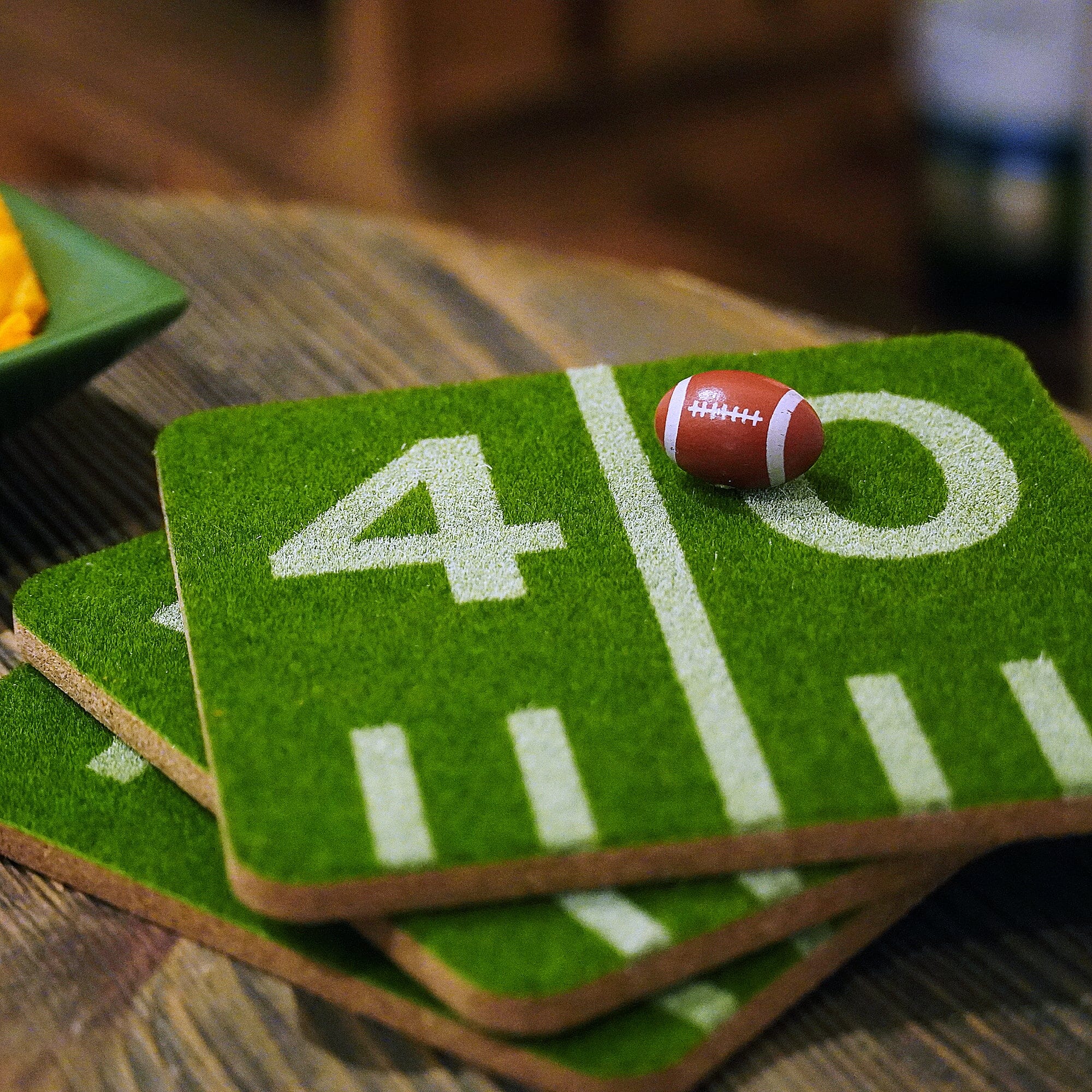 American Football Spielfeld Untersetzer mit synthetischem Gras