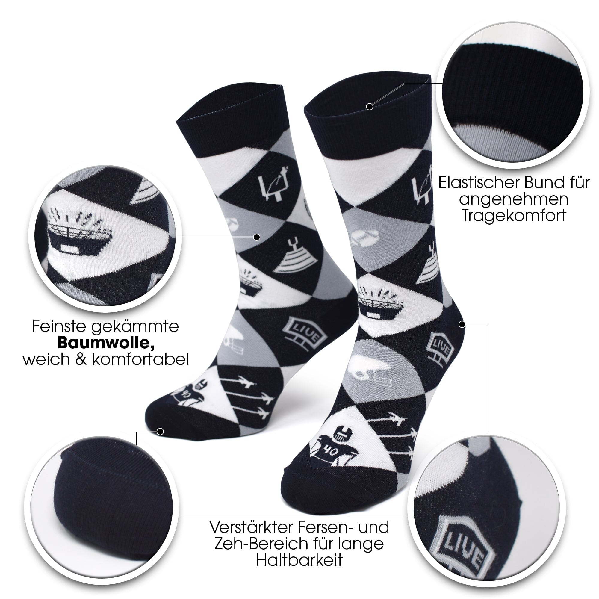 American Football Socken mit Symbolen