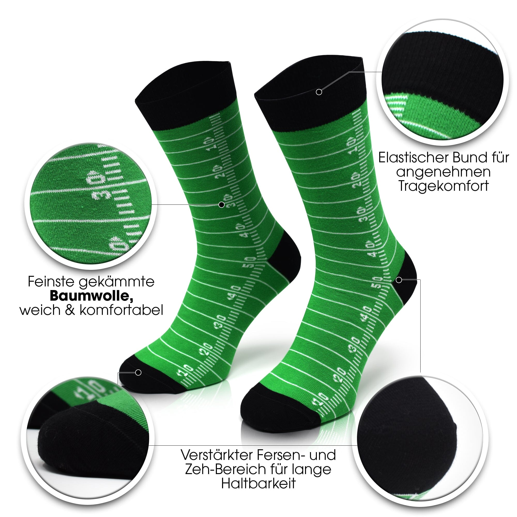 Weiche Football Socken mit Spielfeld
