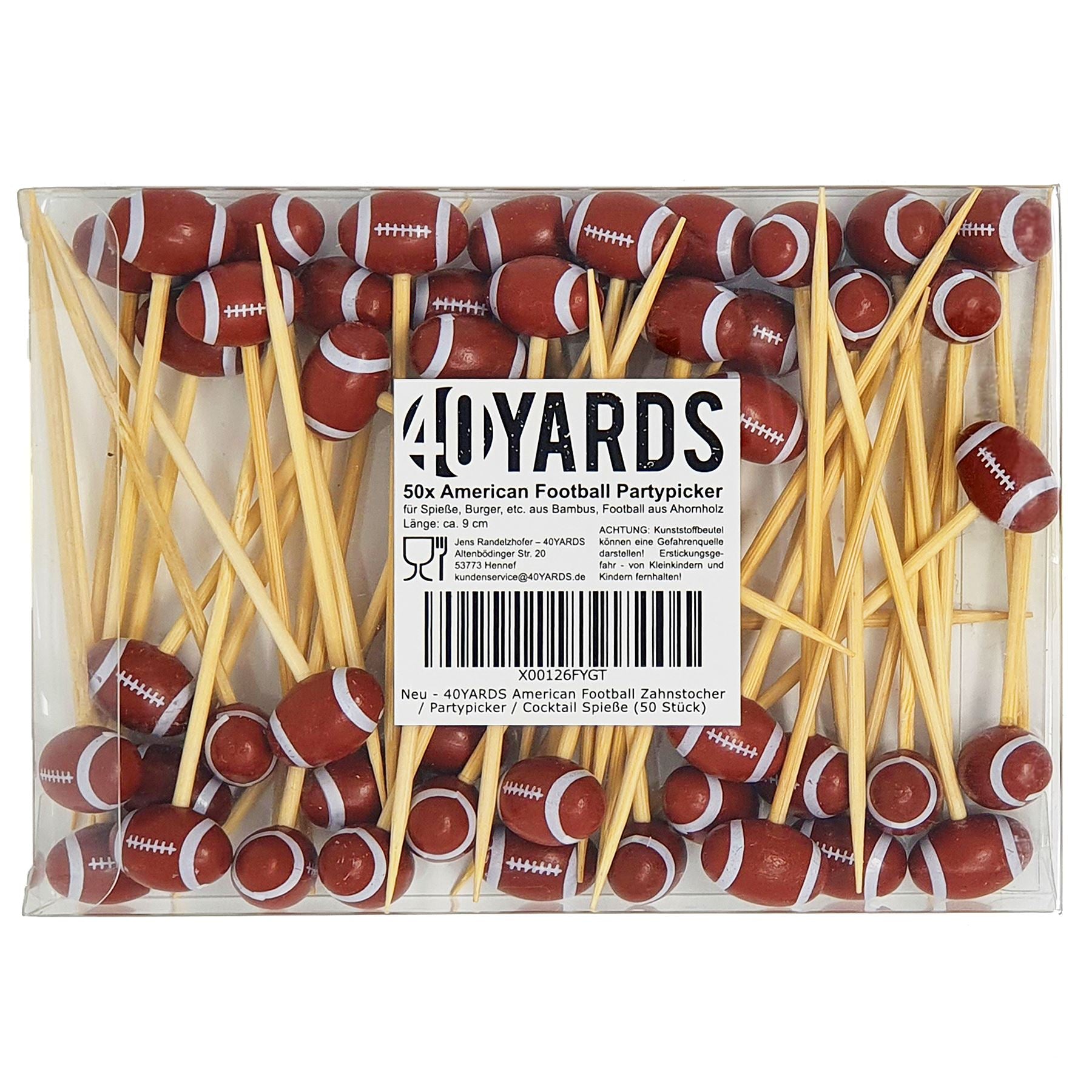 40YARDS American Football Zahnstocher, 30er-Set